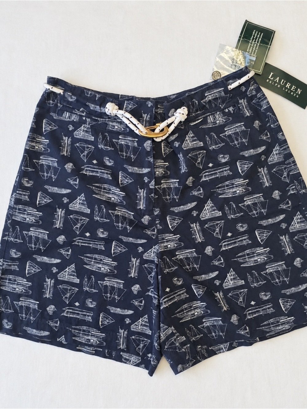 Lauren Ralph Lauren Women’s 8 Navy Nautical Sailboat Cotton Shorts NWT